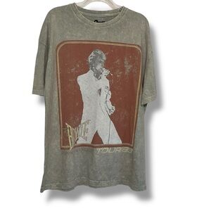 David‎ Bowie Shirt Grey Brown Graphic Tee Cotton T-Shirt Tour 83 Mens Medium